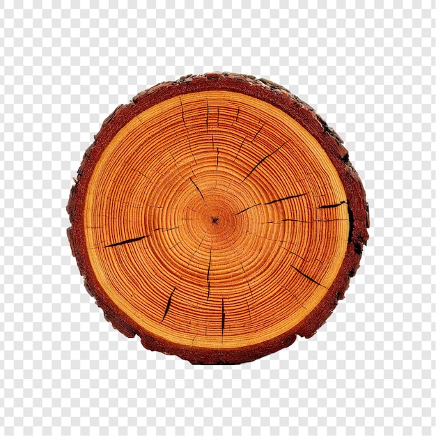 a wooden log with a circular pattern cross section of tree stump or trunk wooden wheel isolated