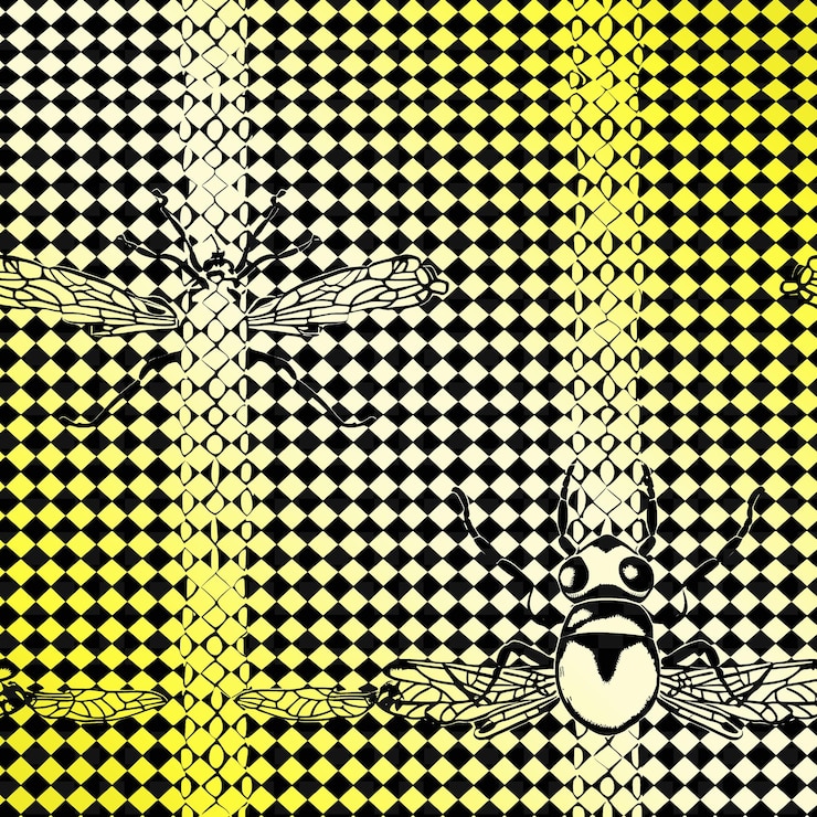 PSD a yellow and black wallpaper with wings and wings