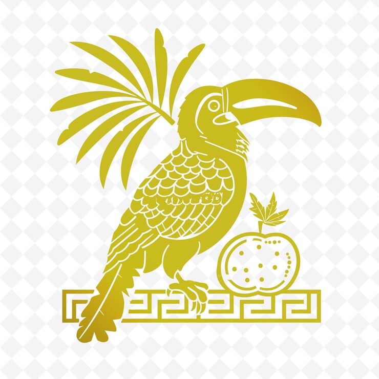 PSD a yellow and green bird with a yellow beak and a green parrot on the top of it