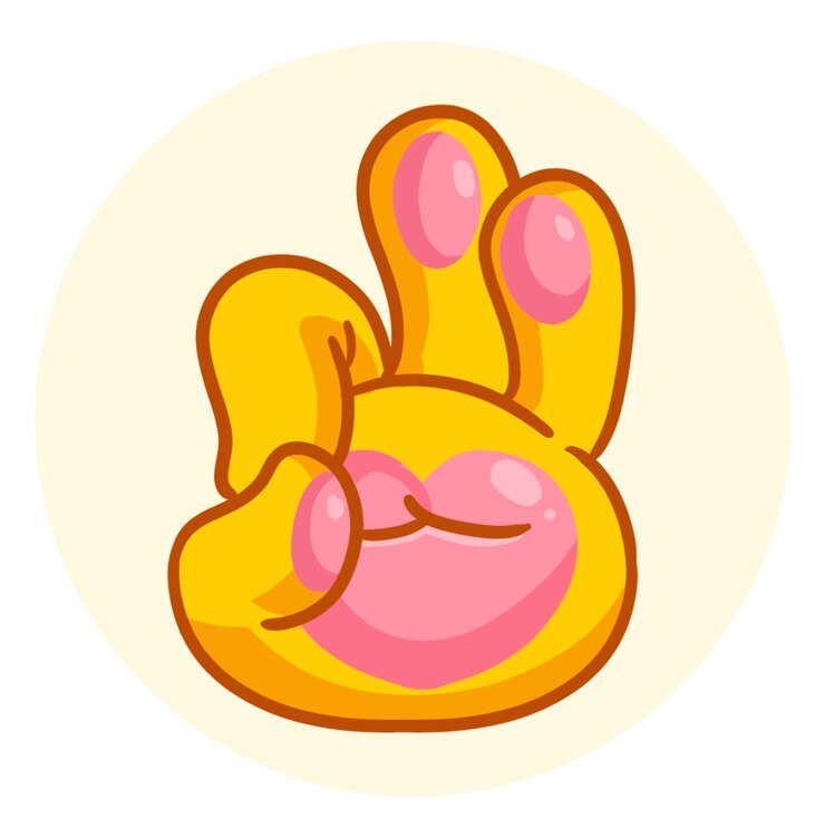 PSD a yellow and pink hand with a pink hand that says hand