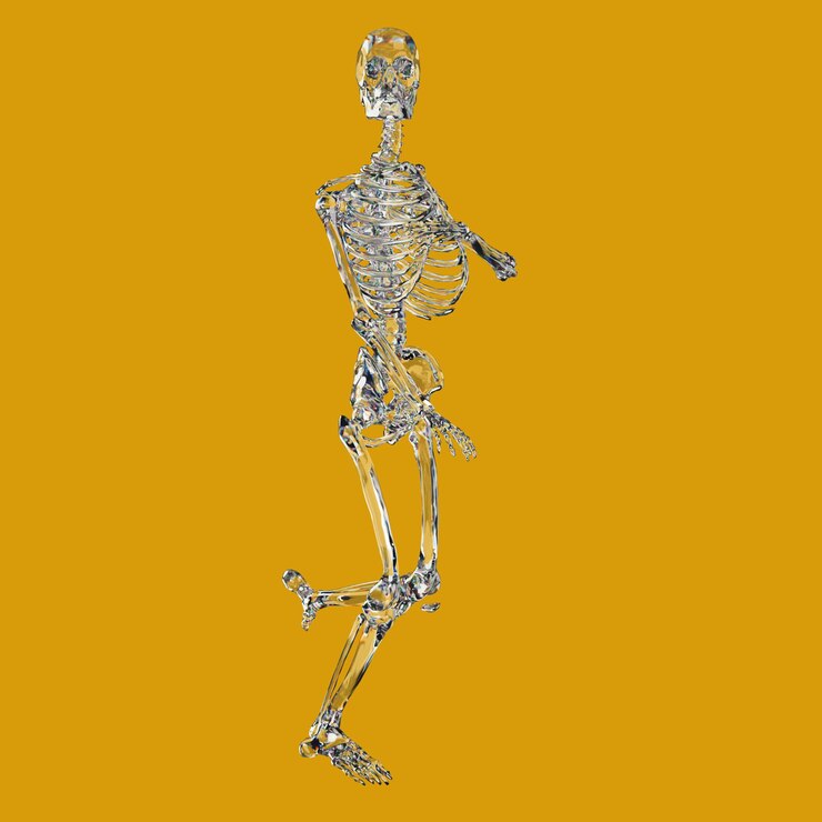 PSD a yellow background with a figure that has a human body and the word s on it
