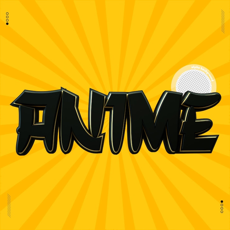 PSD a yellow background with the word anime written in black.