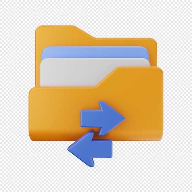 a yellow folder with a blue arrow pointing to the left and a blue arrow pointing to the right.