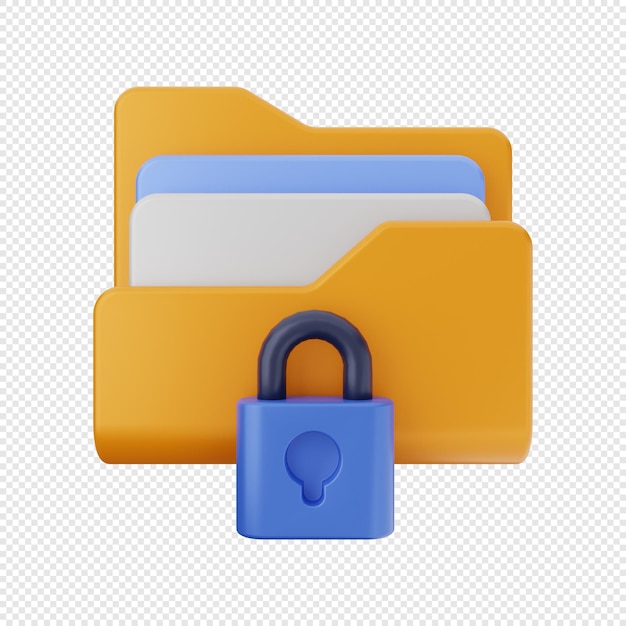 a yellow folder with a padlock is open and the lock is closed.