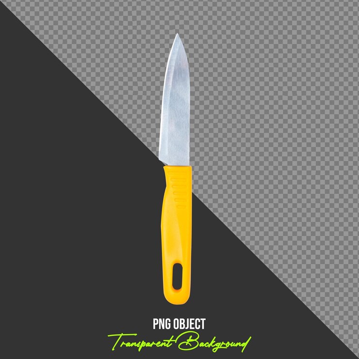 PSD a yellow kitchen knife isolated on transparent background