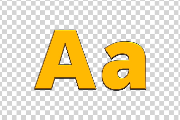 PSD a yellow letter a on a transparent background
