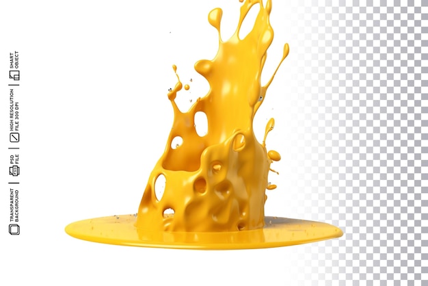 A yellow liquid is falling into a round plate