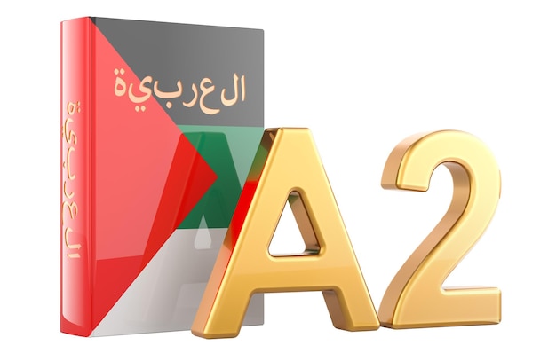 A2 arabisches Niveau Konzept Niveau vor mittlerem 3D-Rendering isoliert auf transparentem Hintergrund