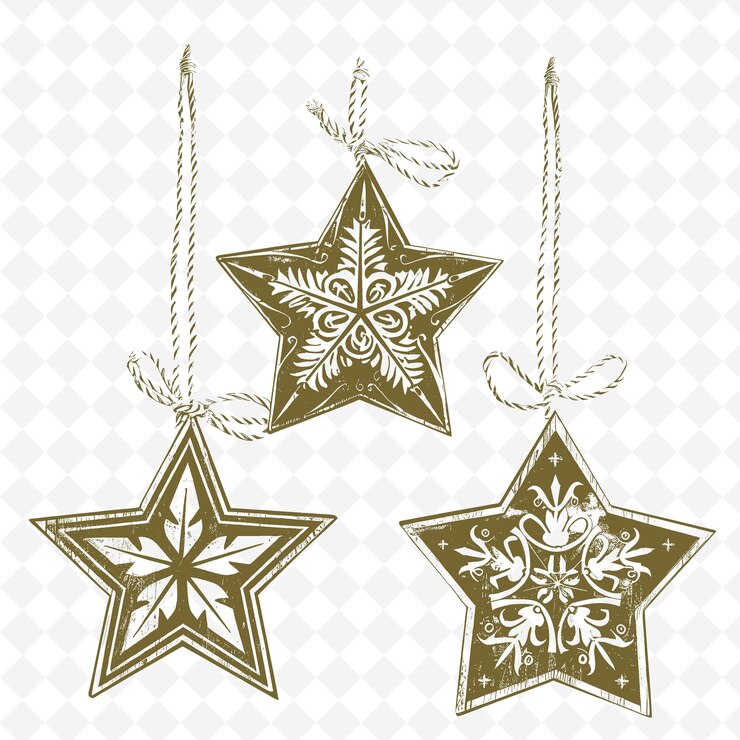 PSD a2 estrellas de madera pintadas a mano unidas con bordes de cuerda de png colecciones de decoración navideñas bonitas