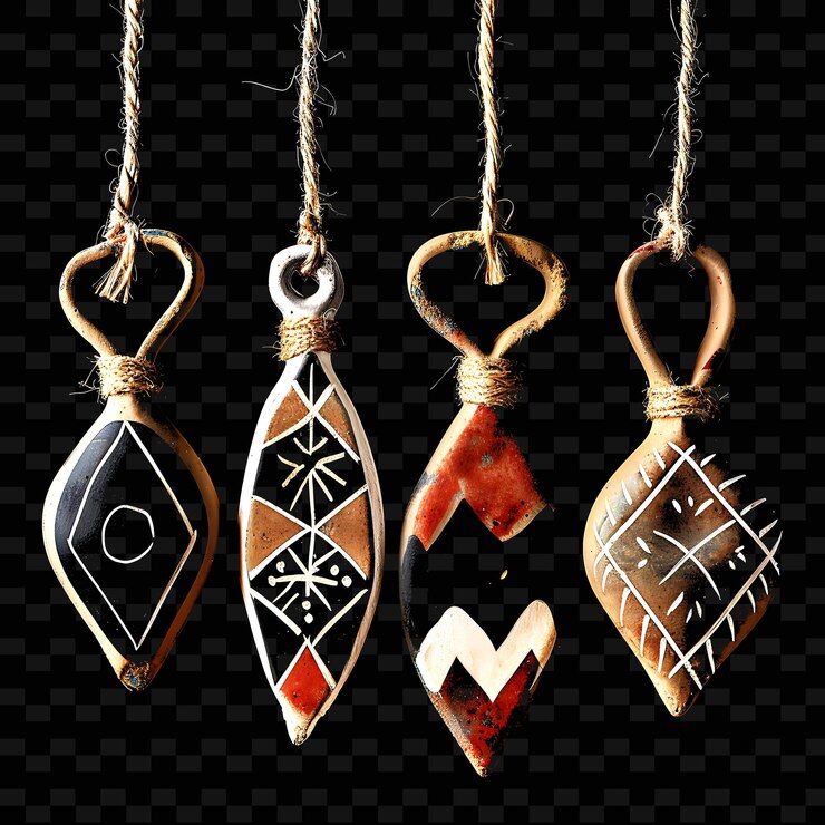 PSD a2 ornamentos de arcilla esculpidos a mano unidos con bordes de cuerda png colecciones de decoración de navidad bonitas