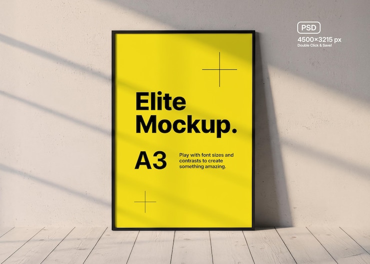 PSD a3 poster-mockup auf dem boden