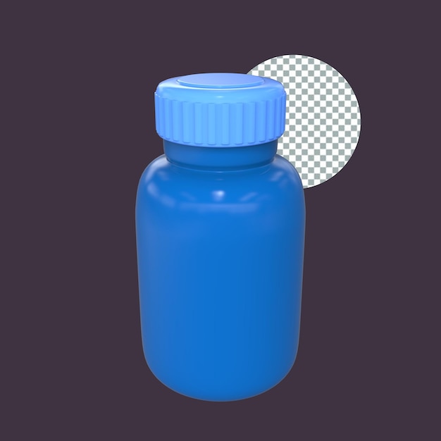 a3d Contenedor de plástico para medicamentos para pastillas o comprimidos Ilustración aislada