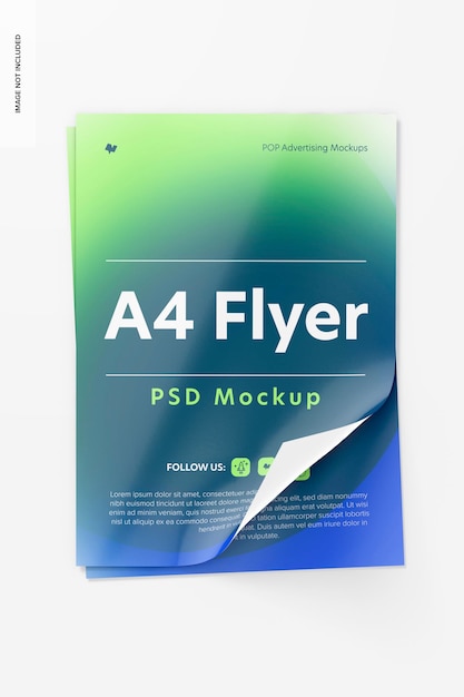 PSD a4 flyer mockup, ansicht von oben