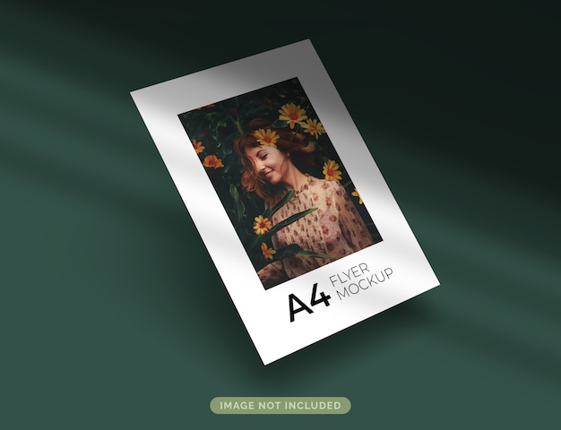 a4 format flyer mockup floating with shadow