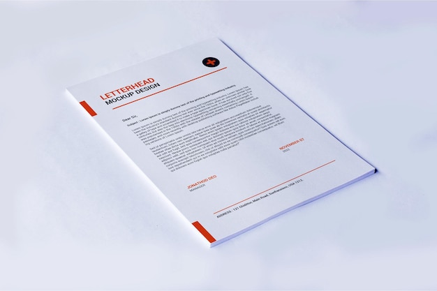 A4-Seiten-Briefkopf-Mockup-Rendering isoliert