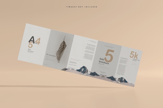 A4 size five fold brochure mockup