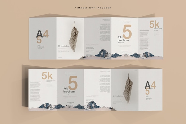 A4 Size Five Fold Brochure Mockup