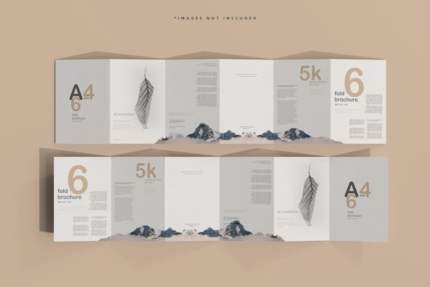 A4 size six fold brochure mockup