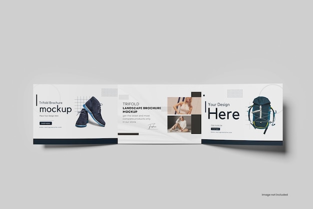 A4 trifold landscape brochure mockup