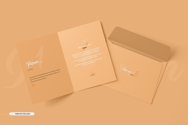 A5 a6 folded invitation card mockup