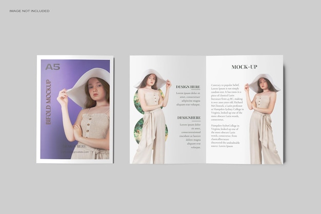 PSD a5 bifold brochure mockup