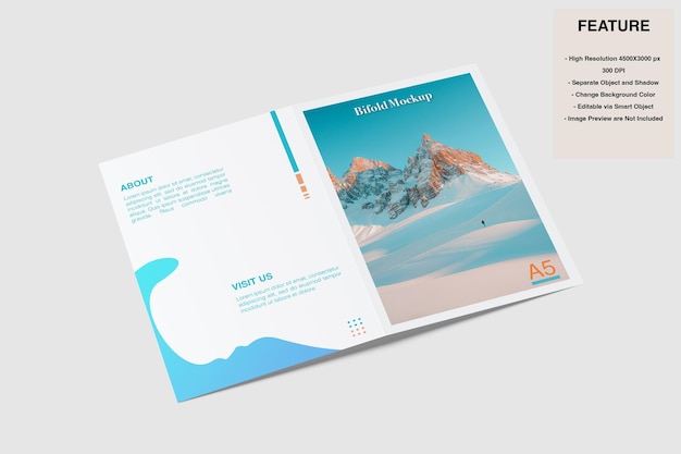 A5 bifold brochure mockup