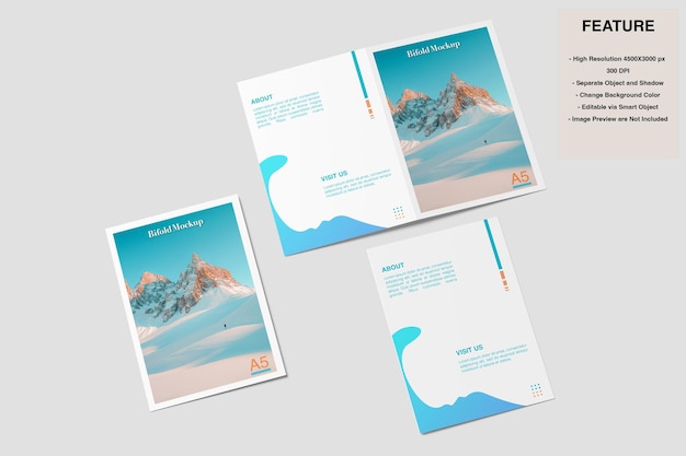 A5 bifold brochure mockup