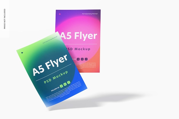 PSD a5 flyers mockup, falling