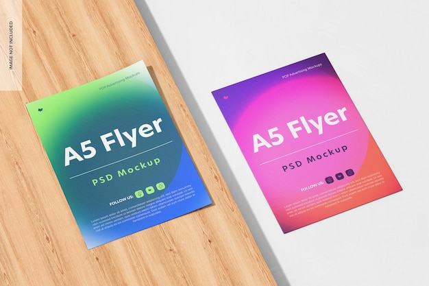 A5 flyers mockup, vista superior