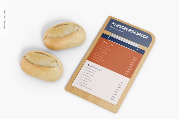 A5 Holzmenü-Mockup, Perspektive