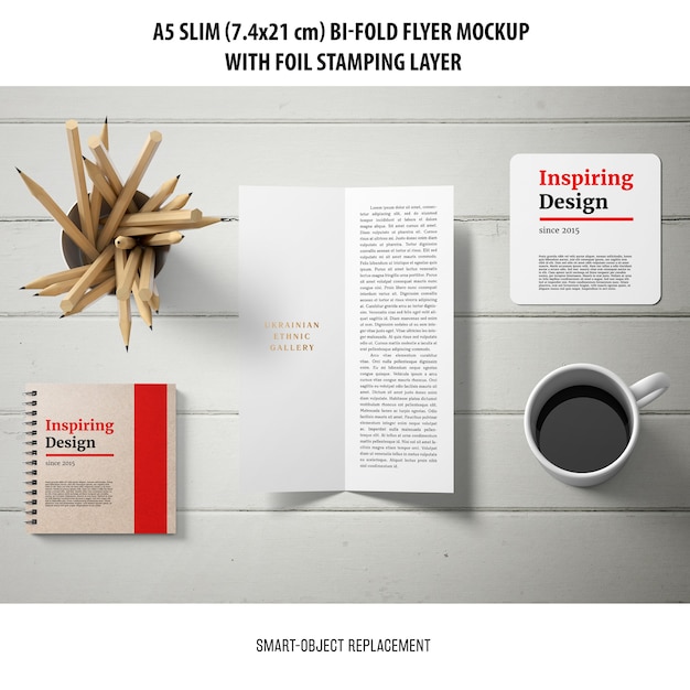 A5 Slim Bi-Fold Flyer Mockup