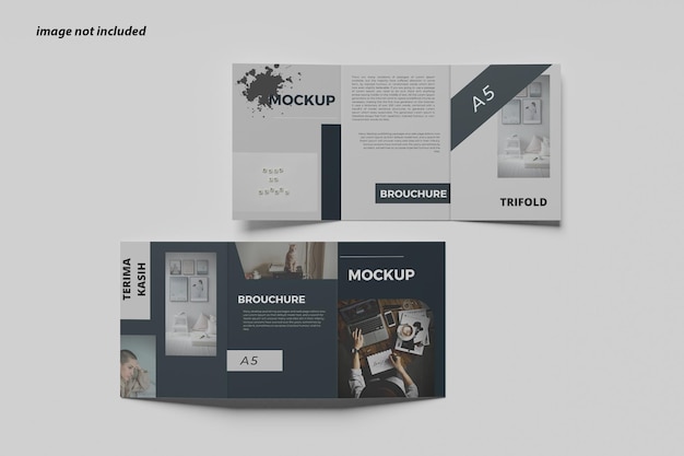 PSD a5 trifold brochure mockup