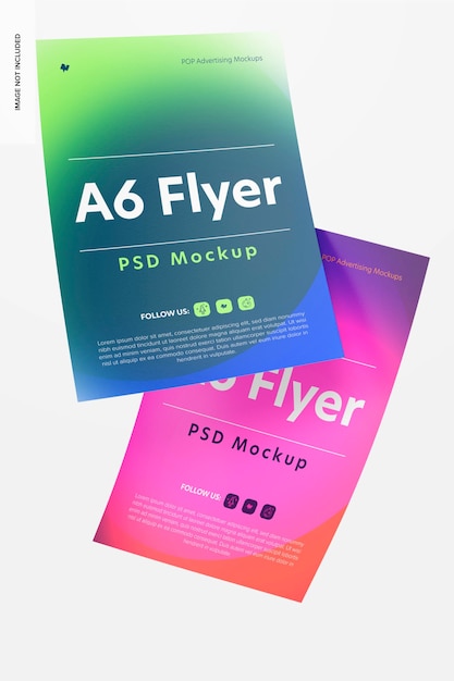 A6 flyer mockup, schwebend