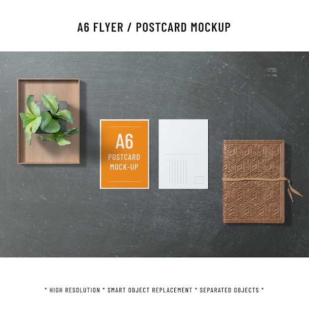 PSD a6-portrait-postkarten-mockup