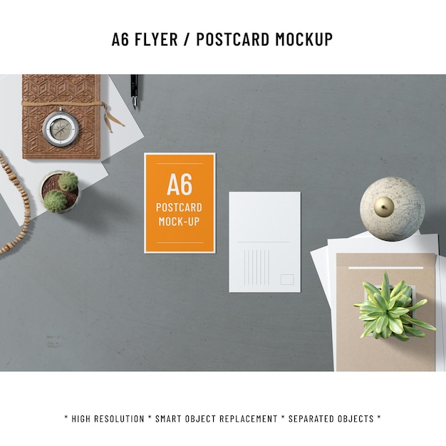 PSD a6-portrait-postkarten-mockup