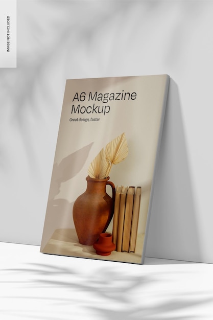 A6 rivista su gesso mockup inclinato