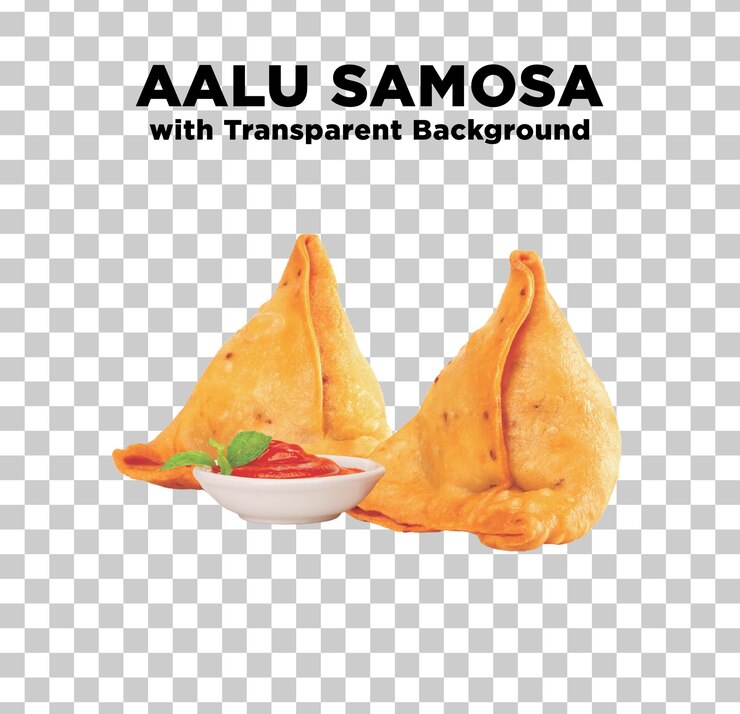 PSD aalu samosa com ketchup foto com fundo transparente psd