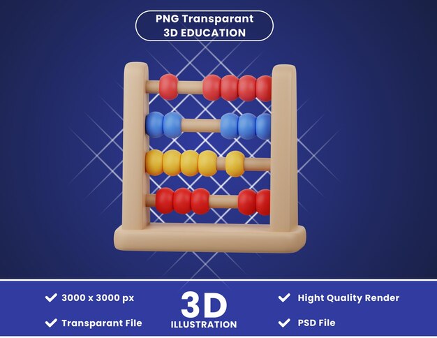 PSD Ábaco de ilustración de icono 3d