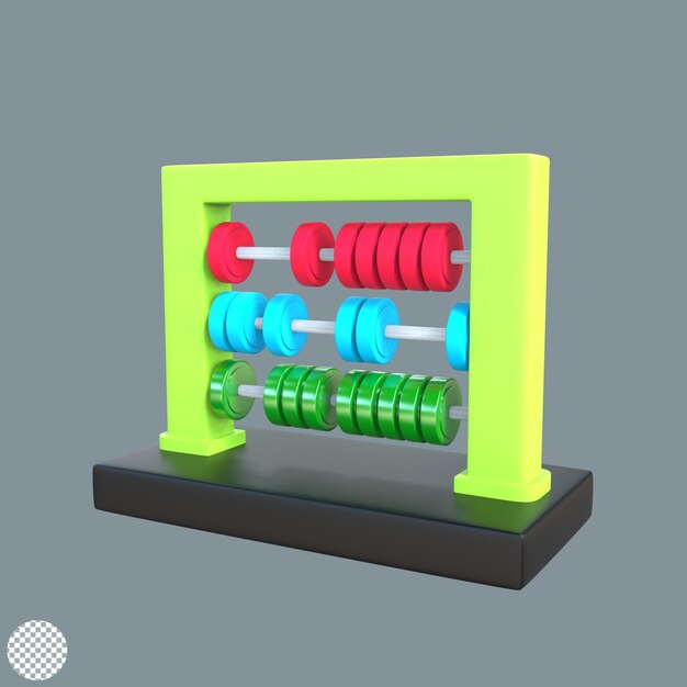 Abacus icon 3d render ilustración para educación infantil