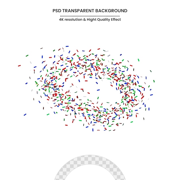 PSD abaixo de confete abstrato e colorido