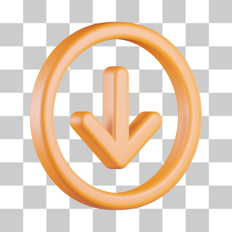 PSD abajo círculo flecha icono 3d
