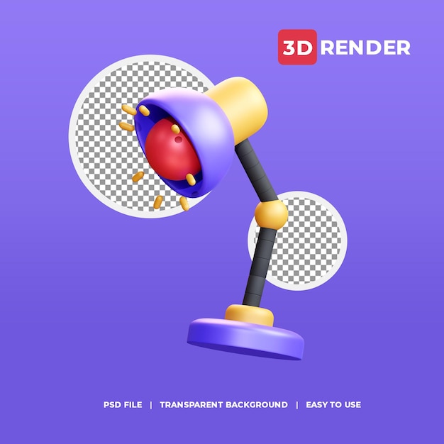 Abajur de mesa com ícone de renderização 3d