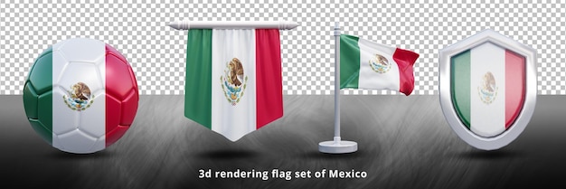 PSD abbildung der nationalflagge von mexiko oder 3d-realistisches symbol für das symbol für das winkende land der mexikanischen flagge