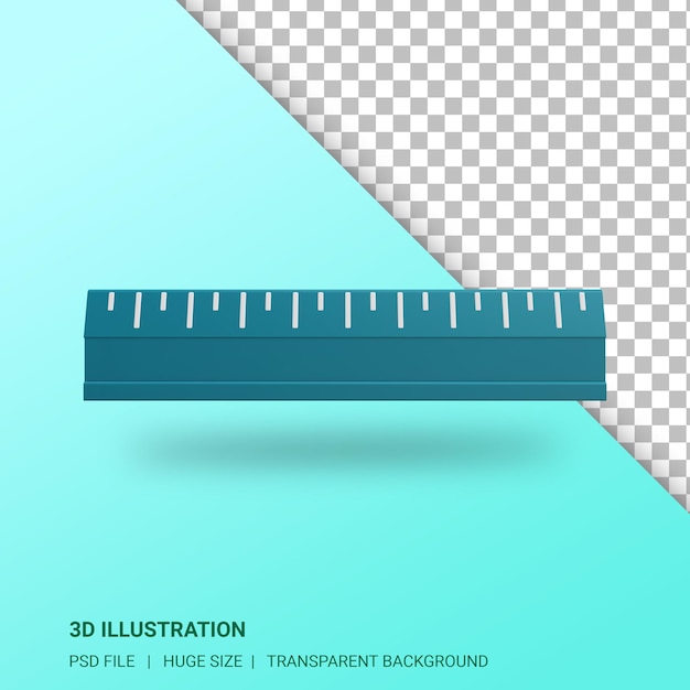 Abbildung des Lineals 3d mit transparentem Hintergrund