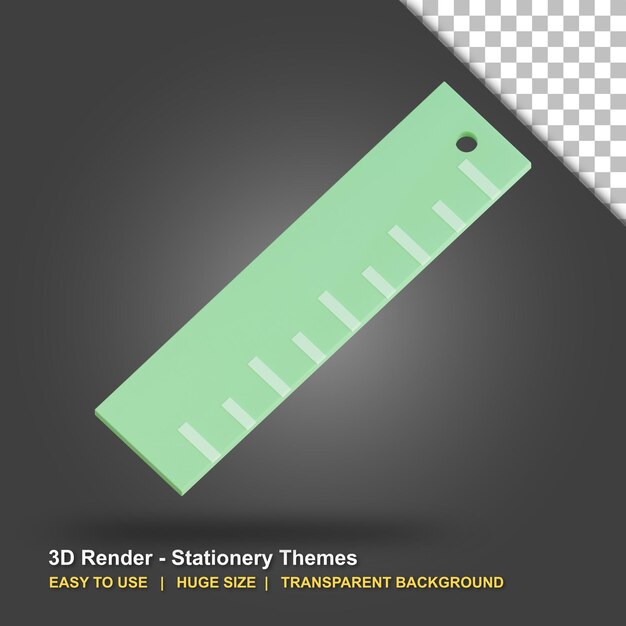 Abbildung des Lineals 3d mit transparentem Hintergrund