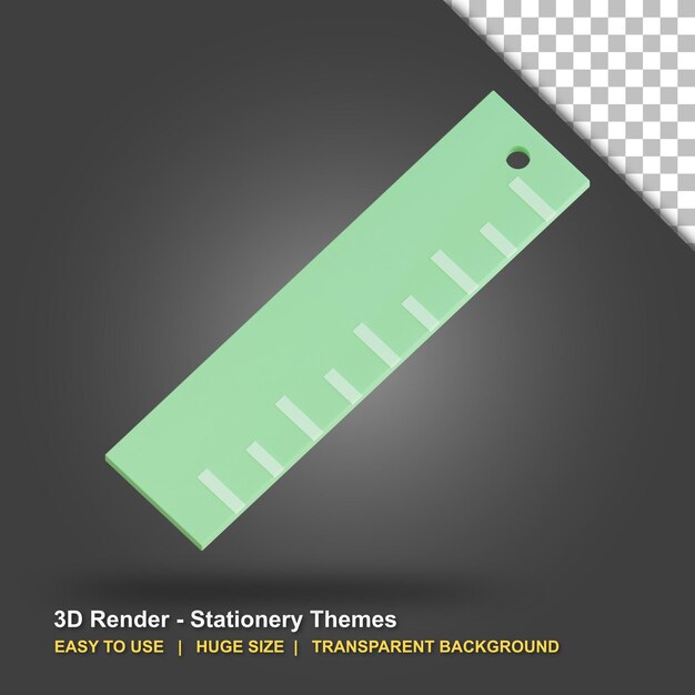 PSD abbildung des lineals 3d mit transparentem hintergrund
