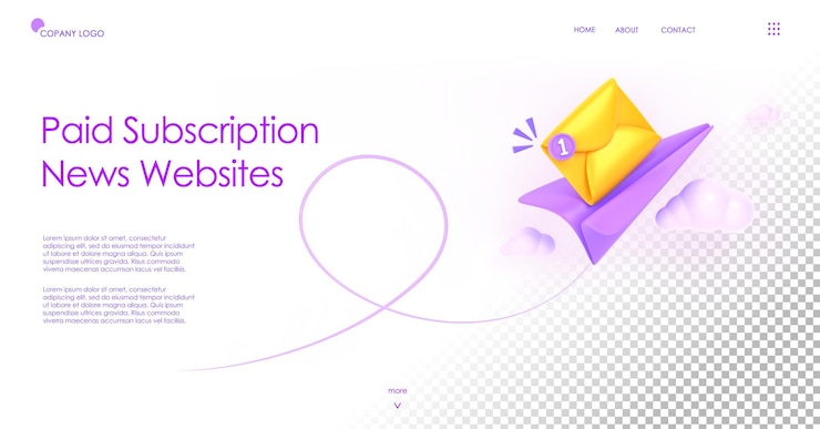 PSD abbonamento a pagamento banner di siti web di notizie pagina di destinazione del rendering 3d con busta della posta dell'aereo di carta isometrica e icona di notifica iscriviti al servizio di messaggi di posta elettronica della newsletter