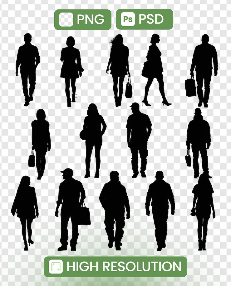 PSD abbracciare la diversità e l'unità concept di silhouette people standing together