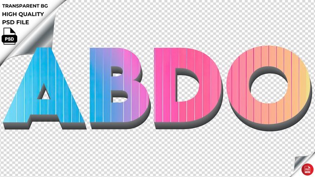 PSD abdo typographie regenbogen farbenfrohe texttextur psd durchsichtig