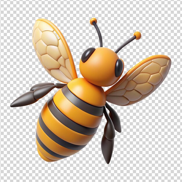 PSD une abeille de dessin animé en 3d isolée sur un fond transparent